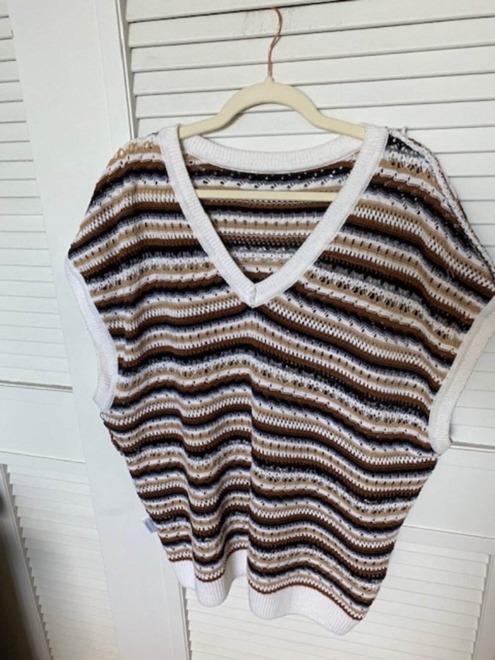 Laura Plus crochet top brown stripe